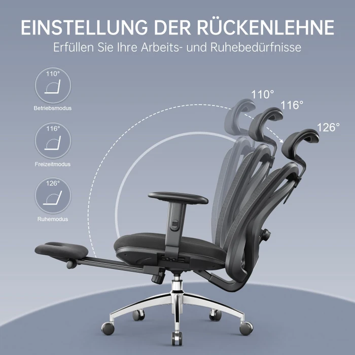 Sihoo M18 Classic Office Bürostuhl mit Fußstütze, schwarz