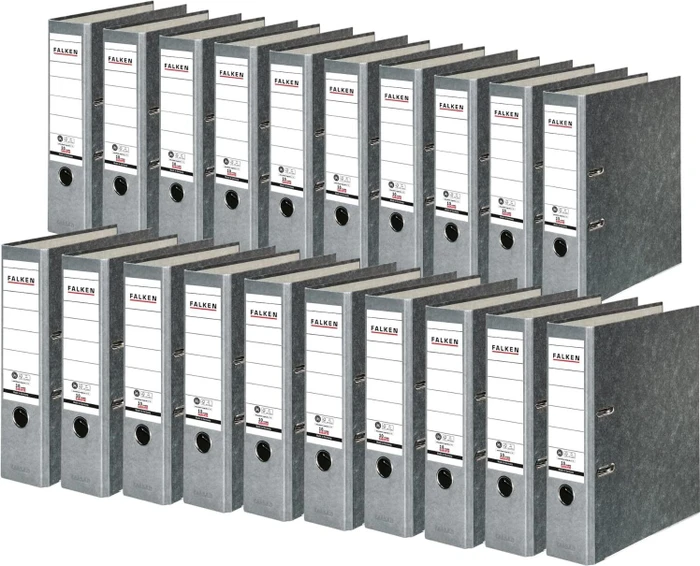 Falken Wolkenmarmor Ordner 2-Ring Recycling, 80mm, A4, grau, 20er-Pack