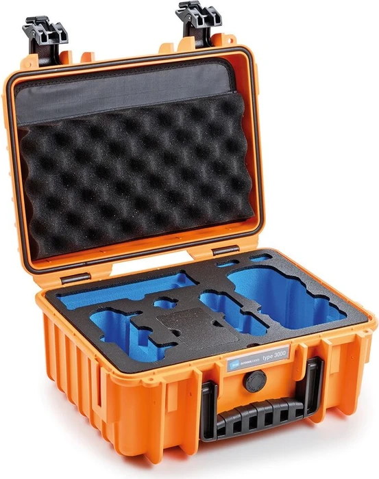 B&W International Outdoor Case Typ 3000 orange mit DJI Mavic Air 2 Einsatz schwarz