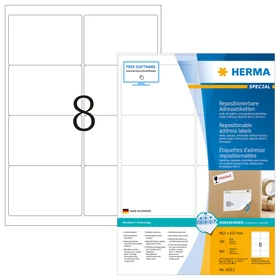Herma Adressetiketten, 99.1x67.7mm, ablösbar, weiß, matt, 100 Blatt (800 Etiketten)