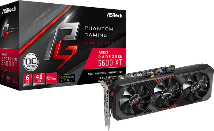 ASRock Radeon RX 5600 XT Phantom Gaming D3 6G OC, RX5600XT PGD3 6GO, 6GB GDDR6, HDMI, 3x DP