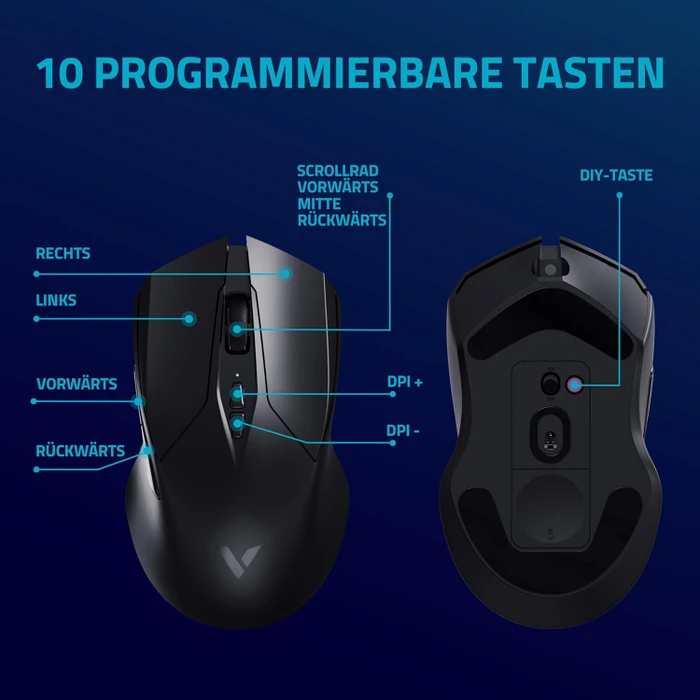 Rapoo V20PRO 8K/4K Wireless Gaming Mouse schwarz, USB