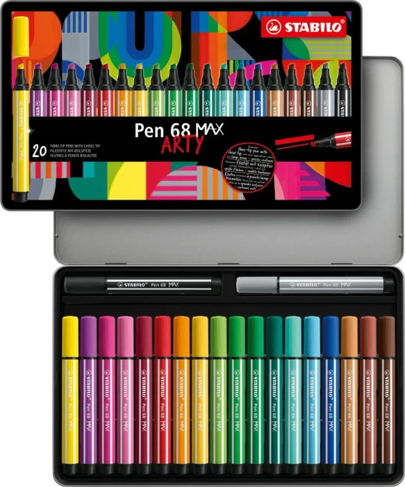 STABILO Pen 68 MAX Arty sortiert, 20er-Set, Metalletui