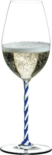 Riedel Fatto A Mano Champagner Weinglas - Hotel du Cap Eden Roc Edition blau & weiß