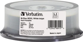 Verbatim M-DISC BD-R XL 100GB, 4x, 25er Spindel, printable