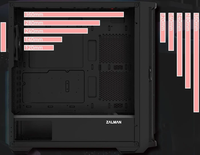 Zalman Z10, schwarz, Glasfenster