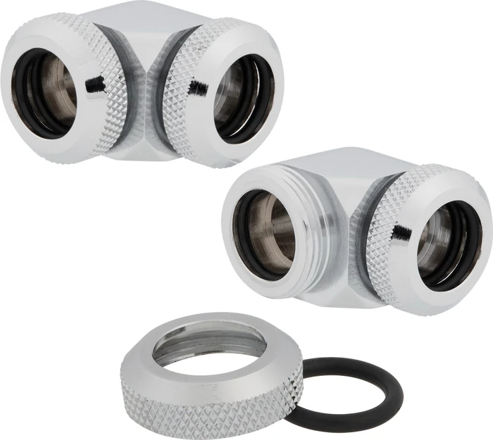 Corsair Hydro X Series XF Hardline, OD Fitting 90° 12mm, chrome, 2er-Pack