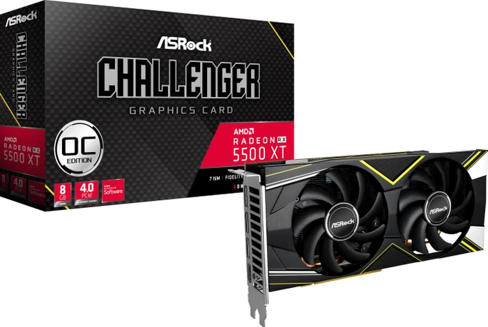 ASRock Radeon RX 5500 XT Challenger D 8G OC, RX5500XT CLD 8GO, 8GB GDDR6, HDMI, 3x DP