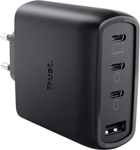 Trust Maxo GaN-USB-Tischladegerät mit 65W und 4 Anschlüssen schwarz
