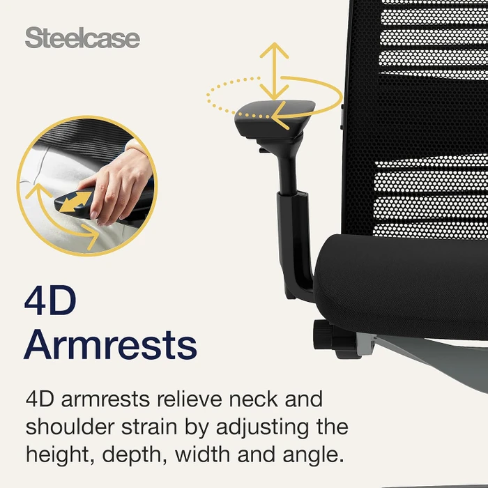 Steelcase Think Bürostuhl mit Armlehnen, schwarz/anthrazit