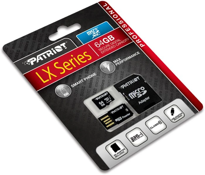 Patriot LX 64GB Kit, UHS-I, Class 10