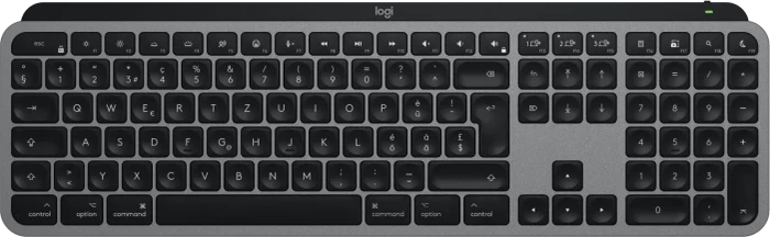 Logitech Keys S for Mac, Space Gray, schwarz/grau, LEDs weiß, Logi Bolt, USB/Bluetooth, CH