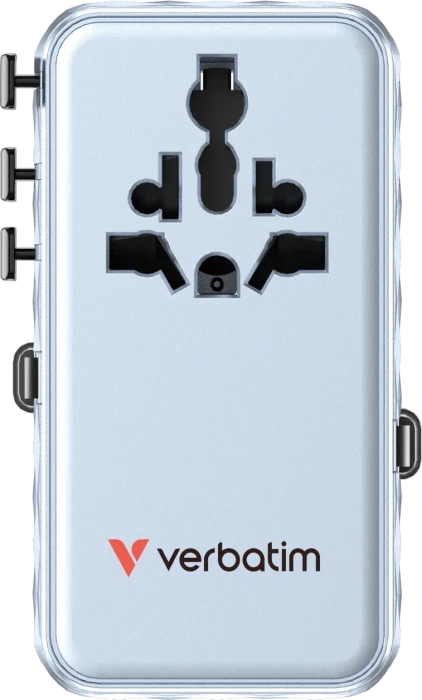 Verbatim Charge 'n' Travel GaN III Universal-Reiseadapter 70W blau