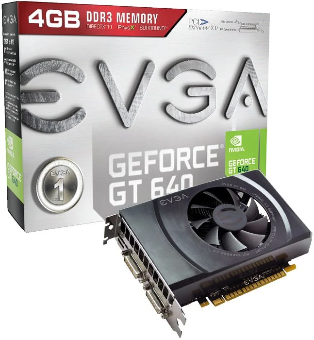 EVGA GeForce GT 640 Dual-Slot, 4GB DDR3, 2x DVI, Mini HDMI