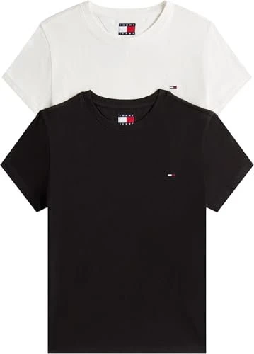 Tommy Hilfiger Slim Fit Roundneck 2er-Pack T-Shirt kurzarm ecru/black (Damen)