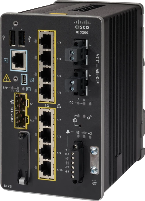 Cisco IE 3200 Network Essentials Industrial Railmount Gigabit Managed Switch, 8x RJ-45, 2x SFP