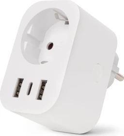 Entac Smart Einzelsteckdosenadapter weiß, 1x USB-C/2x USB-A, Typ F, Smart-Steckdose (ES-SSAUSB-WIBLE)