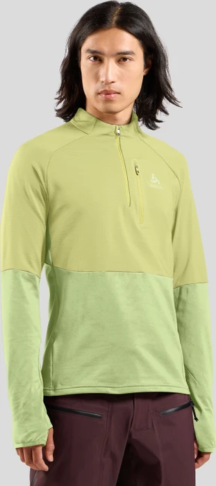 Odlo Descent Ceramiwarm Midlayer 1/2 Zip Funktionsshirt langarm shadow lime (Herren)