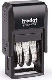 trodat printy-dater 4850/L2 Datumstempel mit Textplatte BEZAHLT, 23x12mm, Monat in Buchstaben, schwarz