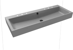 Kaldewei Puro Wand-Doppelwaschtisch 120x46cm mit Überlauf, 2x3 Hahnlochbohrung, Perl-Effekt, cool grey 30