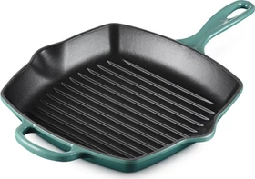 Le Creuset Gusseisen Grillpfanne quadratisch 26x26cm bleu riviera