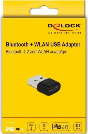 DeLOCK 2.4GHz/5GHz WLAN, Bluetooth 4.2, USB-A 2.0 [Stecker]