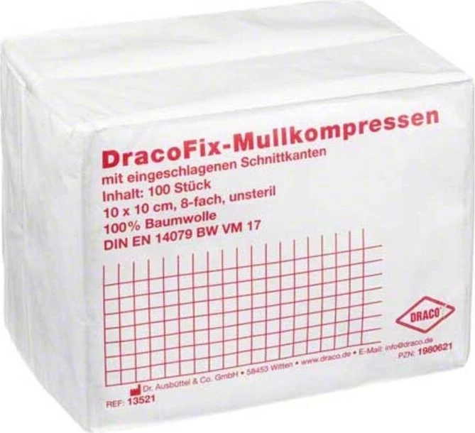 Dr. Ausbüttel DracoFix OP-Kompressen unsteril 8-fach, 10 x 10cm, 100 Stück