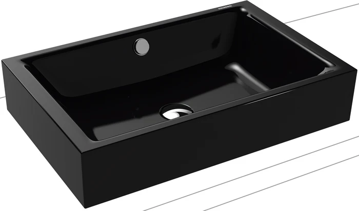 Kaldewei Puro S 3175 Aufsatzwaschtisch 60x38.5x12cm, Perl-Effekt, ohne Hahnloch, schwarz (909106003701)