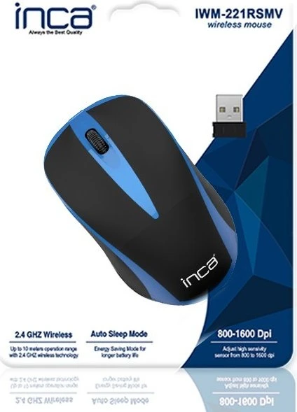 Inca IWM-221RSMV Wireless Mouse schwarz/blau, USB