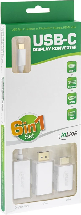 InLine USB Display Konverter Set 6-in-1 silber