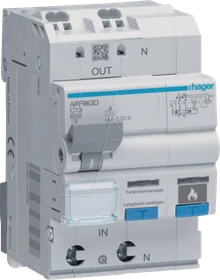 Hager Fehlerlichtbogen-Schutzeinrichtung AFDD FI-LS 1P+N 6kA C-13A 30mA Typ A 3m
