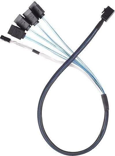SilverStone Kabel Mini SAS HD x4, SFF 8643 Stecker Host auf 4x SATA 7-Pin Stecker Target, 0.5m