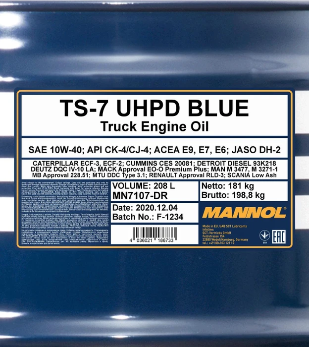 Mannol TS-7 UHPD Blue 10W-40 208l