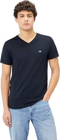 Gant Slim Fit Shield V-Neck T-Shirt kurzarm schwarz (Herren)
