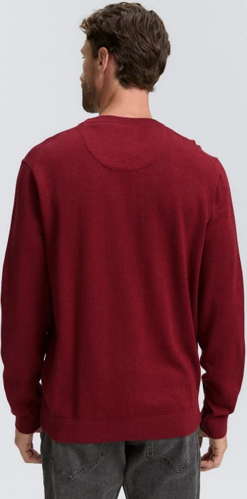 Tom Tailor Basic Baumwolle Strickpullover dark samba red melange (Herren)