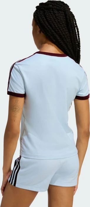 adidas 3-Streifen Slim T-Shirt kurzarm crystal sky/maroon (Damen)