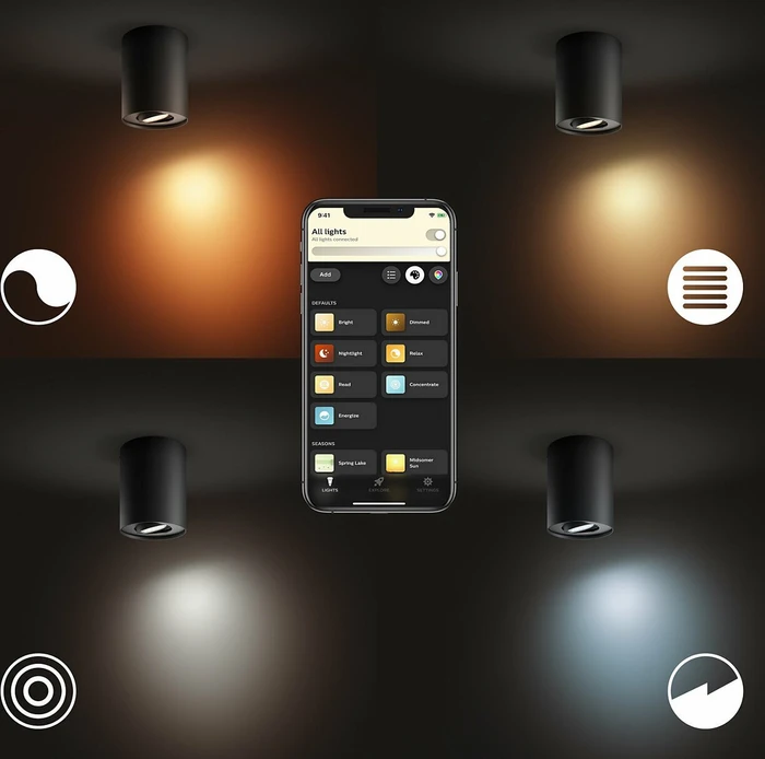 Philips Hue White Ambiance Pillar Spot Erweiterung 1-flammig schwarz