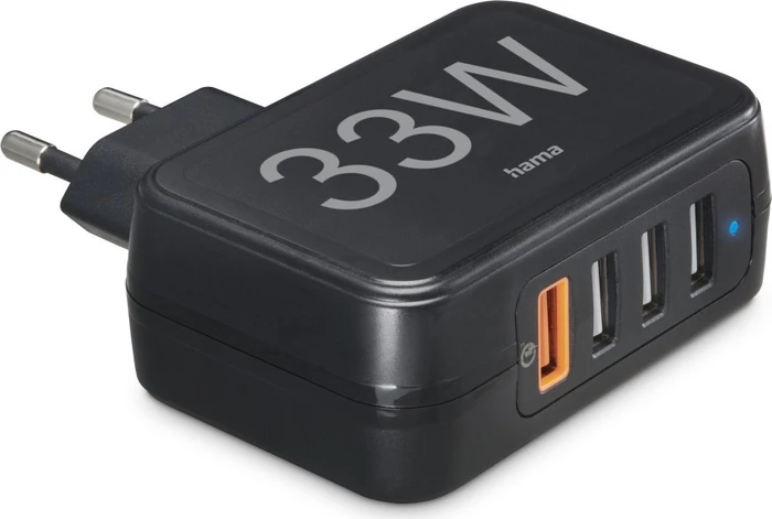 Hama Schnellladegerät 4 Ports Qualcomm 3.0 4x USB-A 33W schwarz