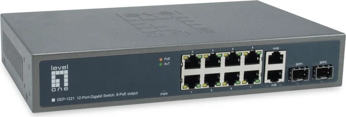 LevelOne GEP Desktop Gigabit Switch, 10x RJ-45, 2x SFP, 150W PoE+