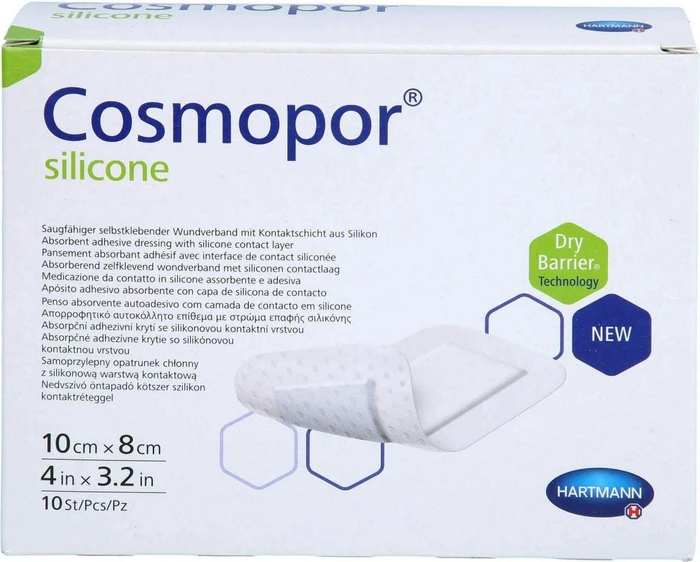 Hartmann Cosmopor silicone Wundverband steril, 8 x 10cm, 10 Stück