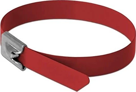DeLOCK Edelstahl Kabelbinder, 7.9mm, 400mm, rot, 10 Stück