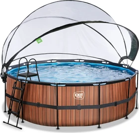Exit Toys Wood Frame Pool mit Sandfilterpumpe und Abdeckung rund 427x122cm