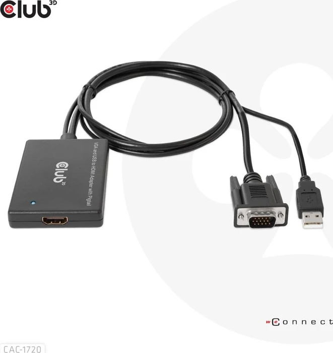 Club 3D aktiver Adapter, VGA/USB-A Stecker auf HDMI Buchse