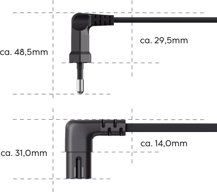 Hama Euro-Netzkabel gewinkelt/gewinkelt, 1.5m schwarz