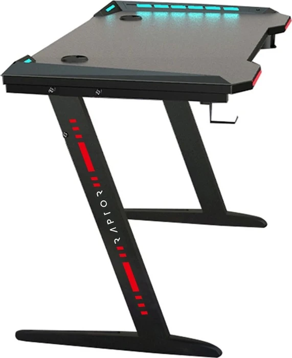 Raptor GT-100 RGB Schreibtisch 120x60cm schwarz/schwarz