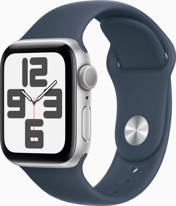 Apple Watch SE (2022) (GPS) 40mm silber mit Sportarmband M/L sturmblau
