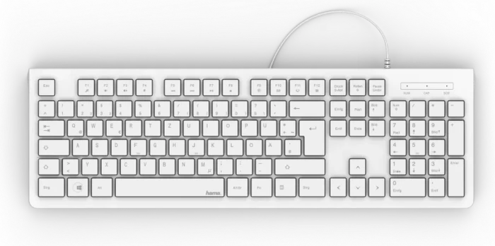 Hama KC-200 Basic Tastatur, weiß, USB, DE