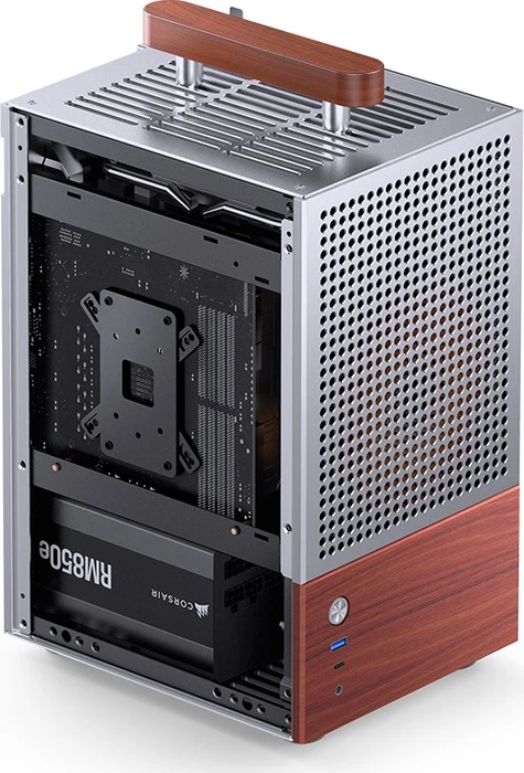 Jonsbo T6 Silver, silber/braun, Glasfenster, Mini-ITX