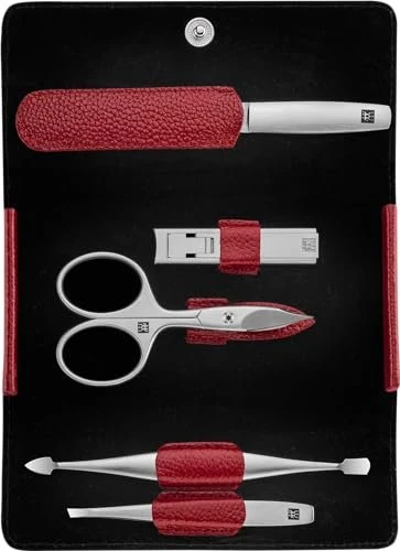 Zwilling Druckknopf-Etui Maniküre/Pediküre-Set rot