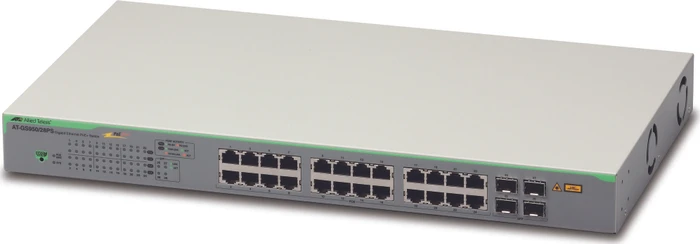 Allied Telesis GS950 Rackmount Gigabit Smart Switch, 24x RJ-45, 4x SFP, 185W PoE+